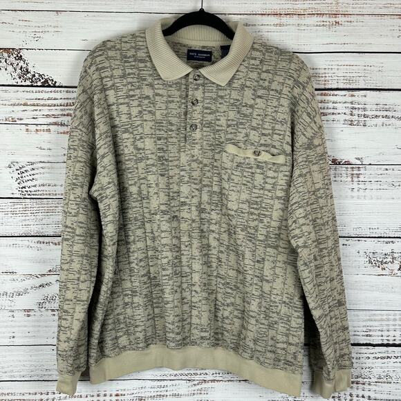 VTG Safe Harbor Tan Black Knit Band Golf Pullover Polo Collar Grandpa Size L - Picture 1 of 7